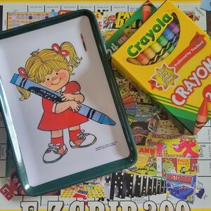 Vintage Crayola Tip Trinket Tray  w/Little Girl  &Crayon Retro FINAL PRICE